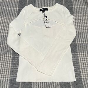 Express Women's Cream Long Sleeve Sweater Blouse